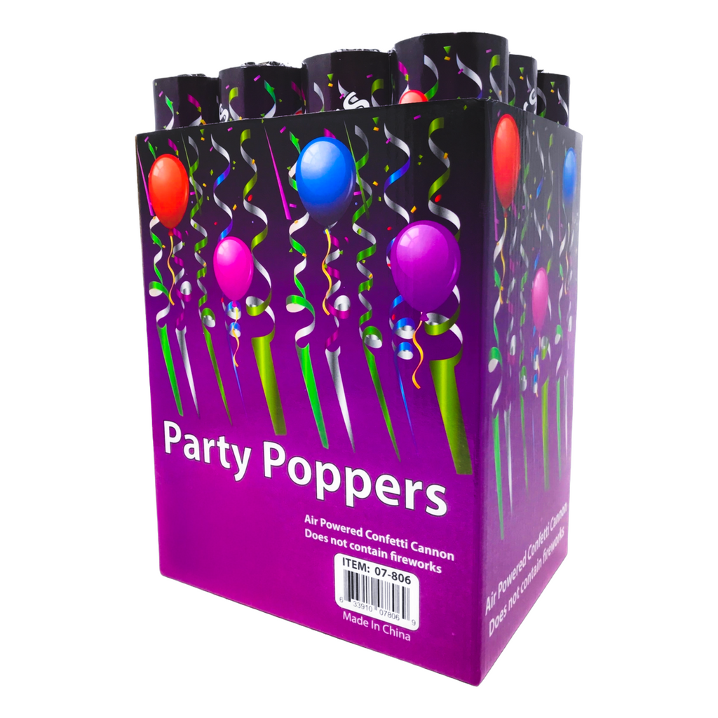 Bulk case of air powered confetti poppers for event planners