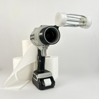 Detail view of easy load roller arm for quick toilet paper reloading