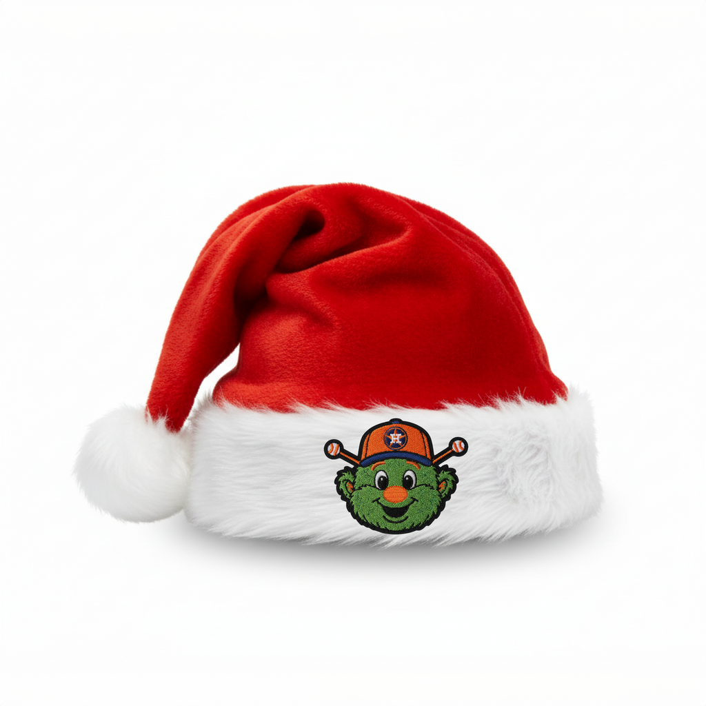 High quality plush fabric and custom patch detail on PropBox Santa hat