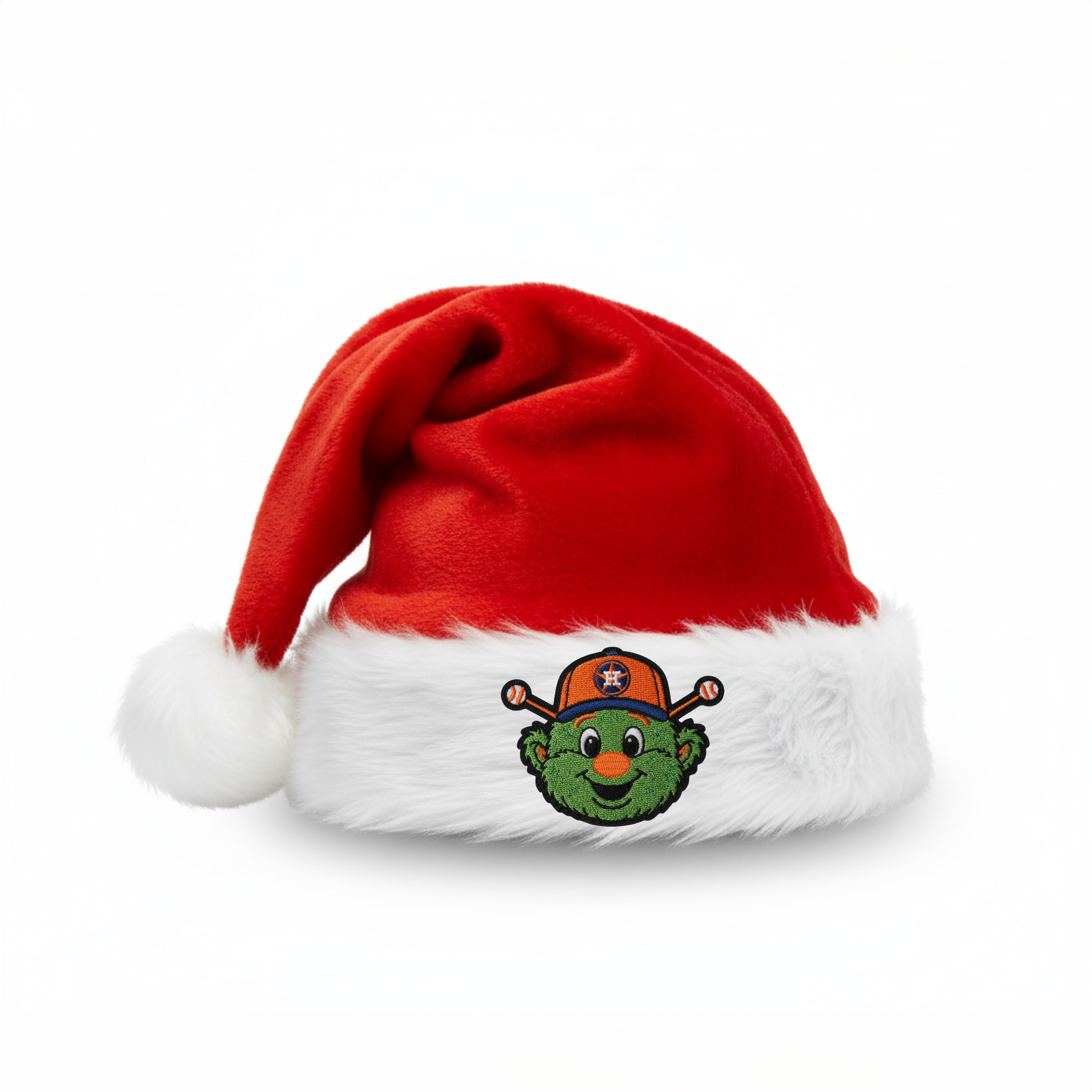 High quality plush fabric and custom patch detail on PropBox Santa hat