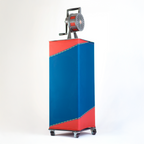 Rear view of portable stadium podium for giveaways and events