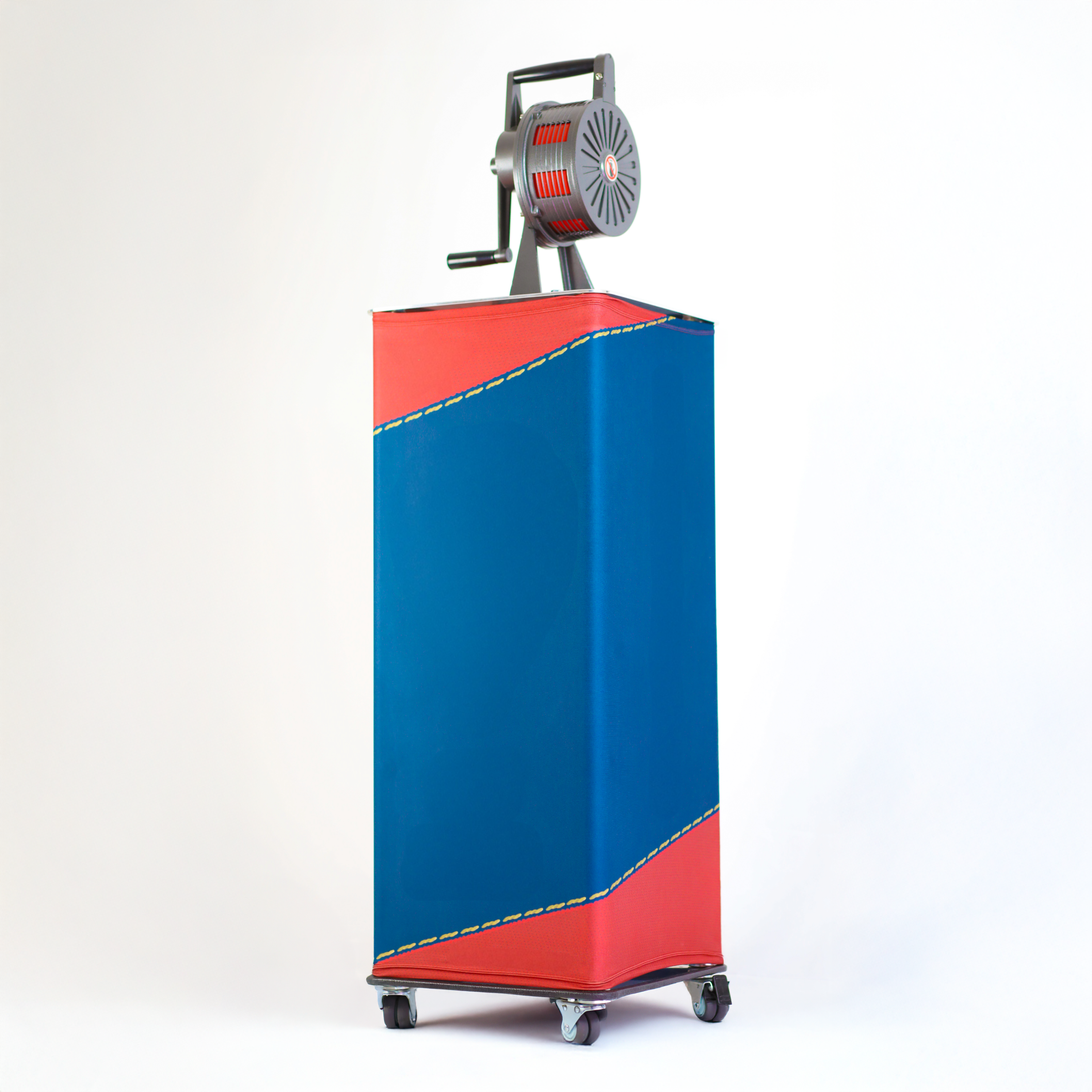 Rear view of portable stadium podium for giveaways and events